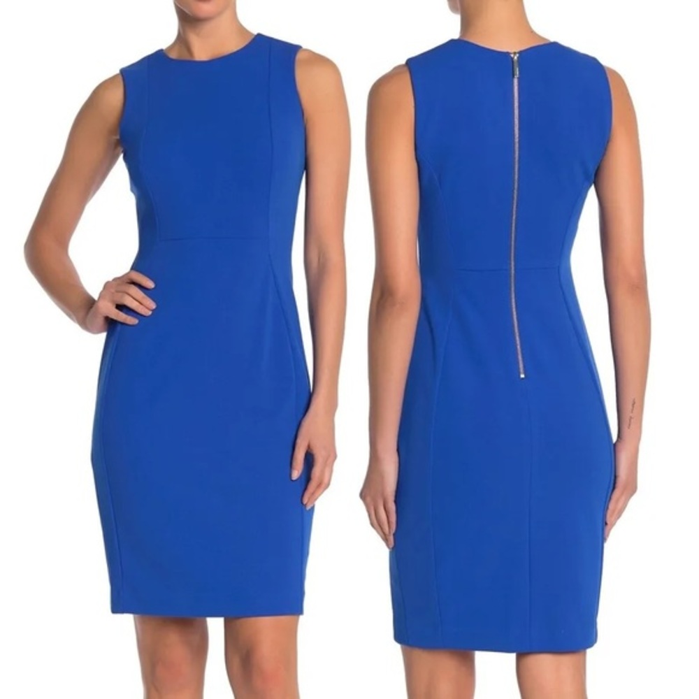 NWOT Vince Camuto Layered Design Royal Blue Sheath Dress